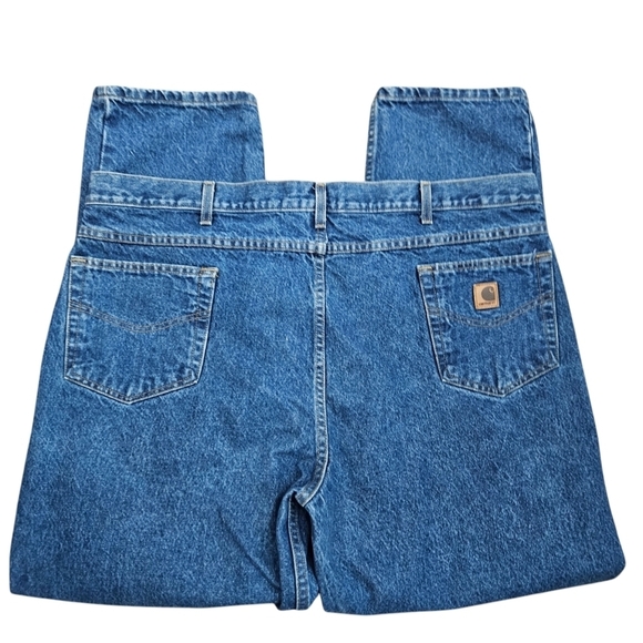 Carhartt Straight Traditional Fit Denim Blue Jeans men's size 46X32 B18 DST - Picture 3 of 12